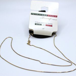 Danecraft - Primavera Italy 24" Box Chain Necklace - 24kt Gold over Sterling